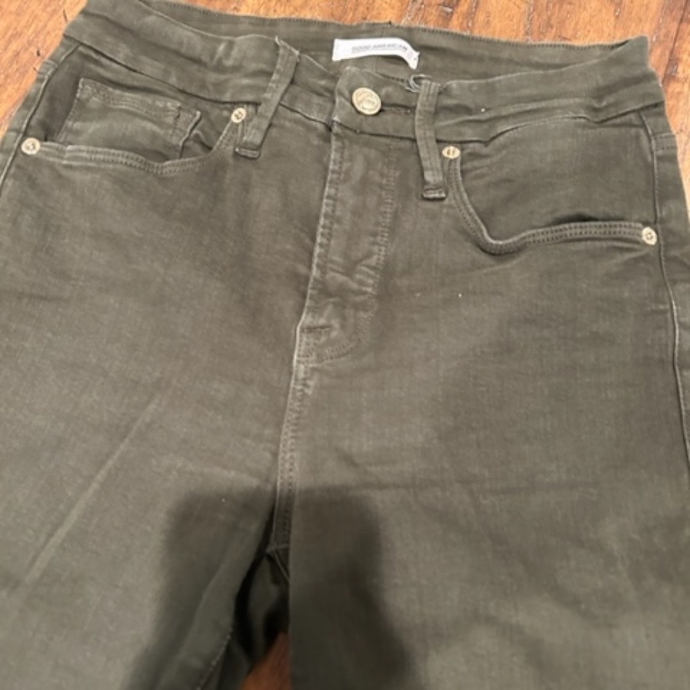 Good American Olive Skinny Straight Jeans size 10